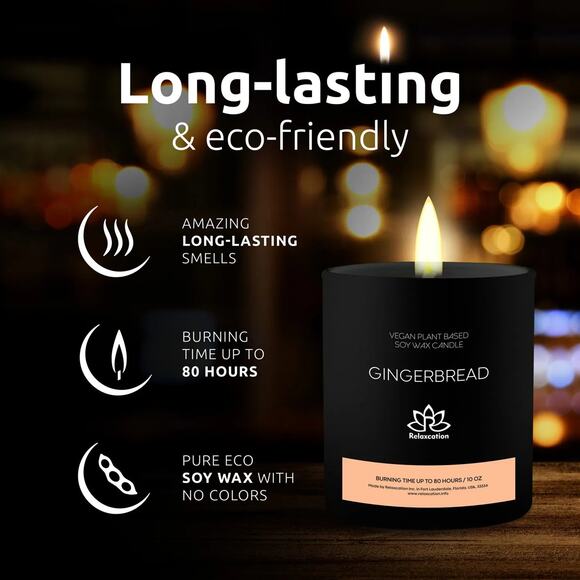 GINGERBREAD Soy Wax Candle in Glass Jar (10 oz) - Picture 2 of 6